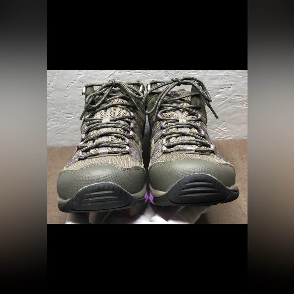Excellent Merrell Tuskora Mid Women's 9.5 Hiking Boots Waterproof Burnt Olive - Picture 9 of 16